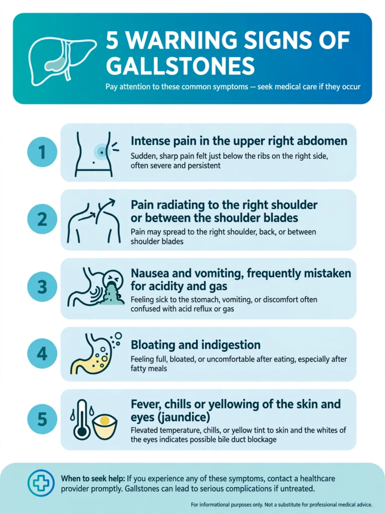 5 warning signs of gallstones infographic